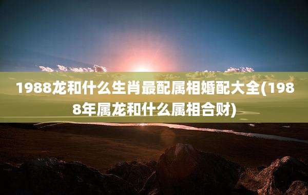 1988龙和什么生肖最配属相婚配大全(1988年属龙和什么属相合财)