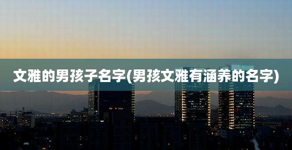 文雅的男孩子名字(男孩文雅有涵养的名字)