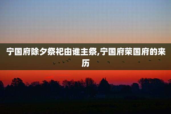 宁国府除夕祭祀由谁主祭,宁国府荣国府的来历