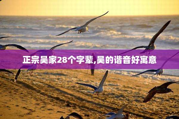 正宗吴家28个字辈,吴的谐音好寓意