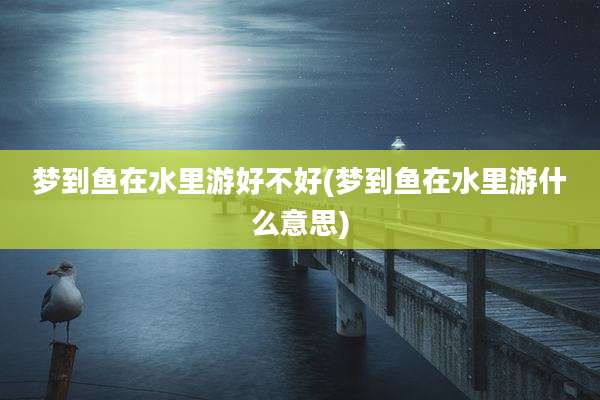 梦到鱼在水里游好不好(梦到鱼在水里游什么意思)