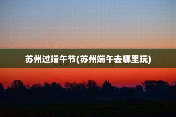 苏州过端午节(苏州端午去哪里玩)
