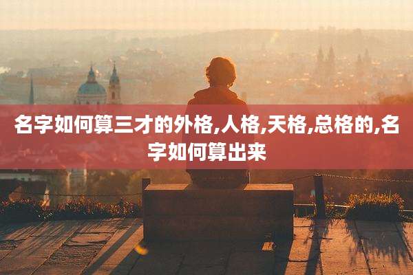名字如何算三才的外格,人格,天格,总格的,名字如何算出来