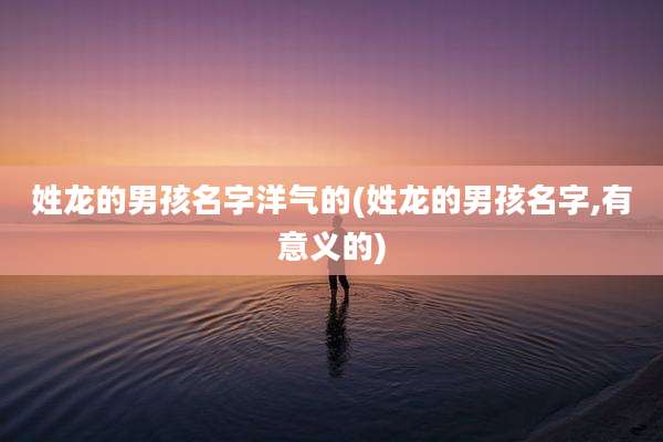姓龙的男孩名字洋气的(姓龙的男孩名字,有意义的)