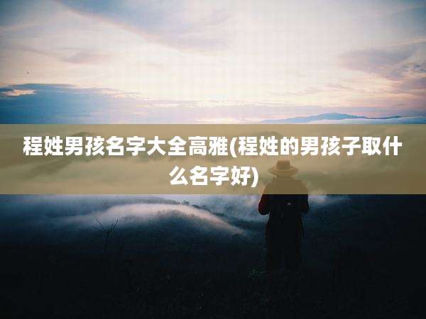 程姓男孩名字大全高雅(程姓的男孩子取什么名字好)