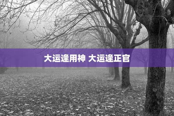 大运逢用神 大运逢正官