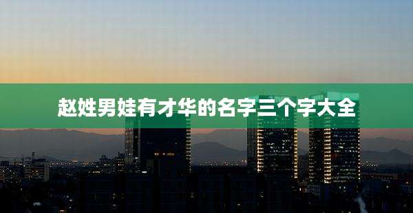 赵姓男娃有才华的名字三个字大全