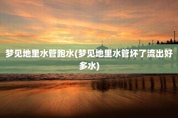 梦见地里水管跑水(梦见地里水管坏了流出好多水)