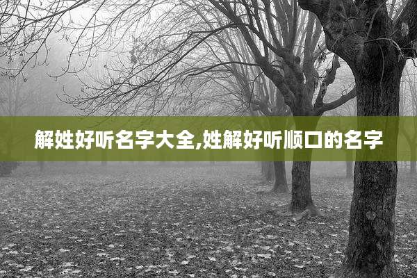 解姓好听名字大全,姓解好听顺口的名字