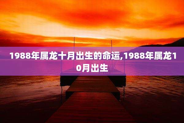 1988年属龙十月出生的命运,1988年属龙10月出生