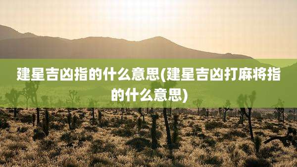 建星吉凶指的什么意思(建星吉凶打麻将指的什么意思)