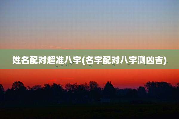 姓名配对超准八字(名字配对八字测凶吉)