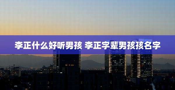 李正什么好听男孩 李正字辈男孩孩名字