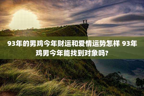 93年的男鸡今年财运和爱情运势怎样 93年鸡男今年能找到对象吗?