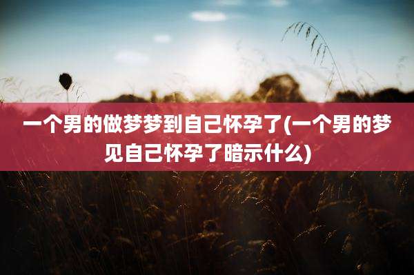 一个男的做梦梦到自己怀孕了(一个男的梦见自己怀孕了暗示什么)