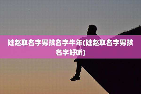 姓赵取名字男孩名字牛年(姓赵取名字男孩名字好听)