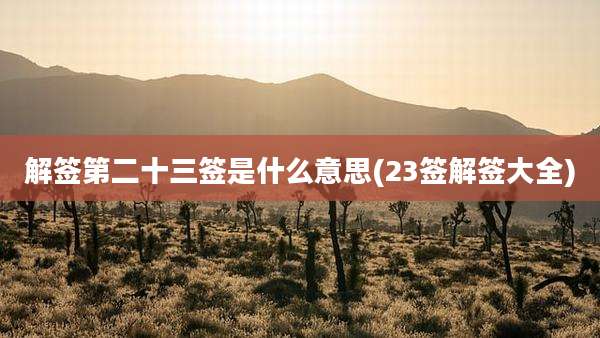 解签第二十三签是什么意思(23签解签大全)