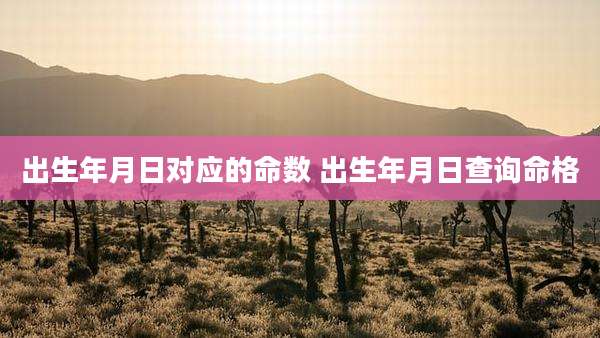 出生年月日对应的命数 出生年月日查询命格