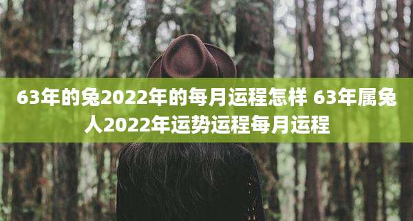 63年的兔2022年的每月运程怎样 63年属兔人2022年运势运程每月运程