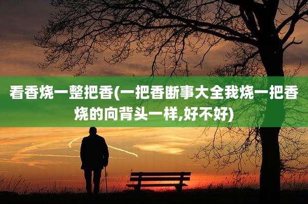 看香烧一整把香(一把香断事大全我烧一把香烧的向背头一样,好不好)