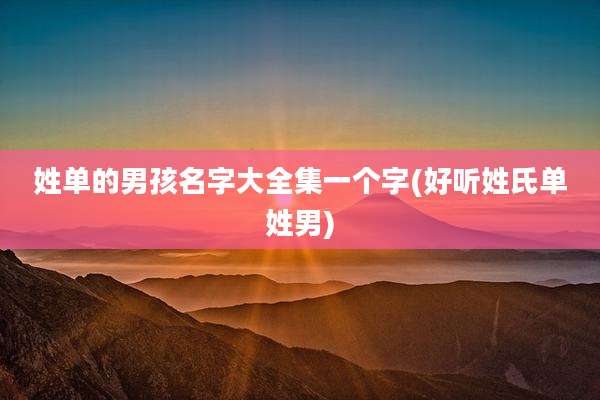 姓单的男孩名字大全集一个字(好听姓氏单姓男)