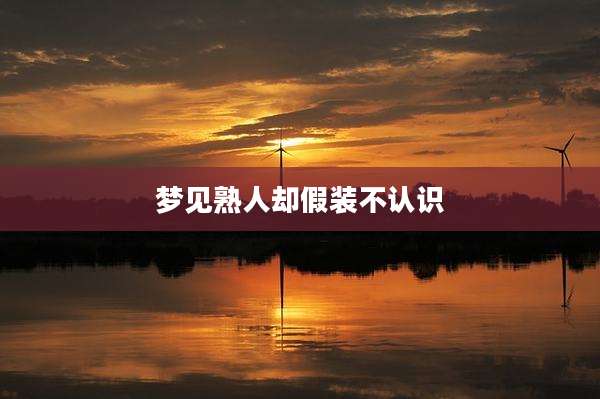 梦见熟人却假装不认识