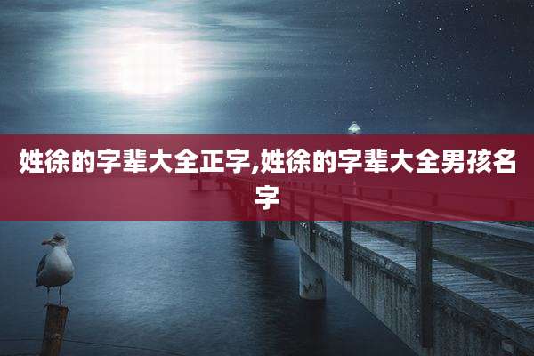 姓徐的字辈大全正字,姓徐的字辈大全男孩名字