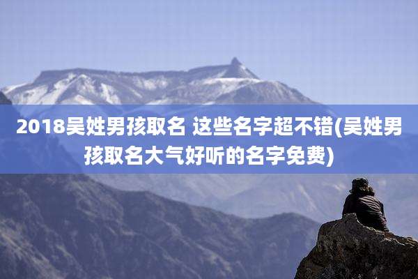 2018吴姓男孩取名 这些名字超不错(吴姓男孩取名大气好听的名字免费)