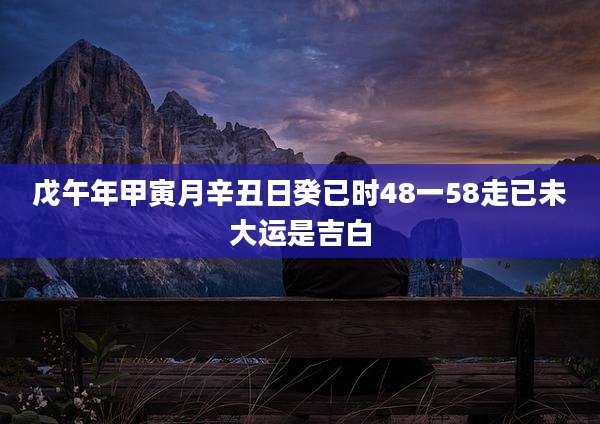 戊午年甲寅月辛丑日癸已时48一58走已未大运是吉白