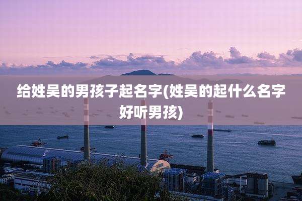 给姓吴的男孩子起名字(姓吴的起什么名字好听男孩)