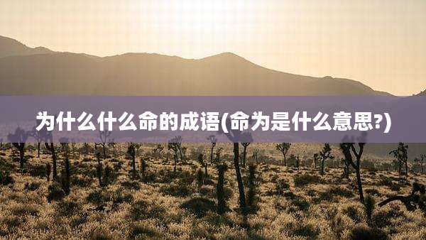 为什么什么命的成语(命为是什么意思?)