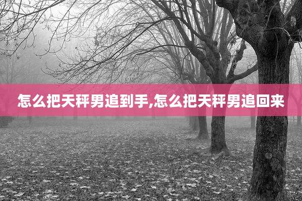 怎么把天秤男追到手,怎么把天秤男追回来