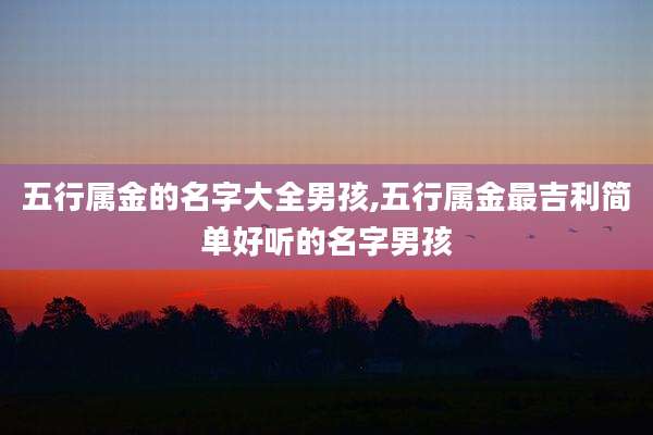 五行属金的名字大全男孩,五行属金最吉利简单好听的名字男孩