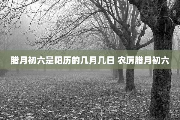 腊月初六是阳历的几月几日 农厉腊月初六