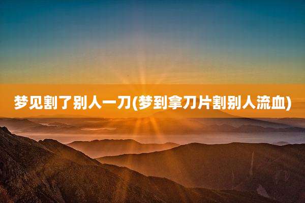 梦见割了别人一刀(梦到拿刀片割别人流血)