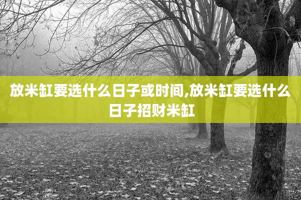 放米缸要选什么日子或时间,放米缸要选什么日子招财米缸