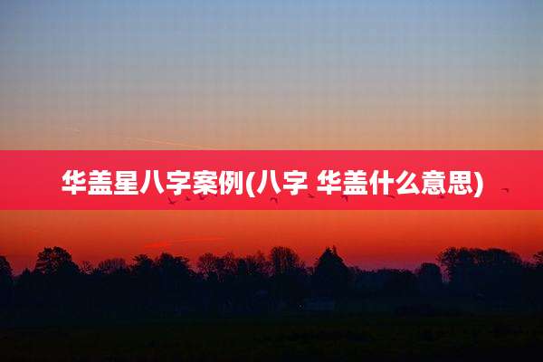 华盖星八字案例(八字 华盖什么意思)