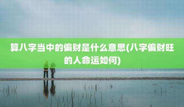 算八字当中的偏财是什么意思(八字偏财旺的人命运如何)