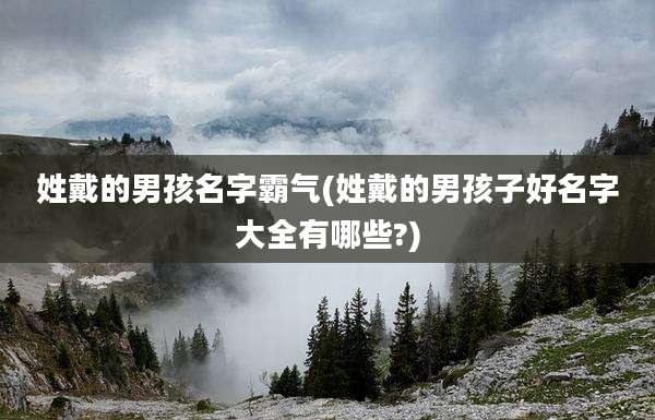 姓戴的男孩名字霸气(姓戴的男孩子好名字大全有哪些?)