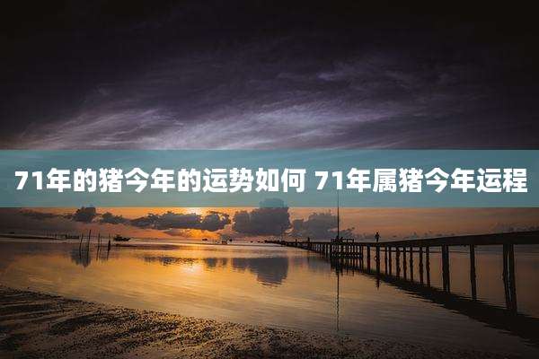 71年的猪今年的运势如何 71年属猪今年运程