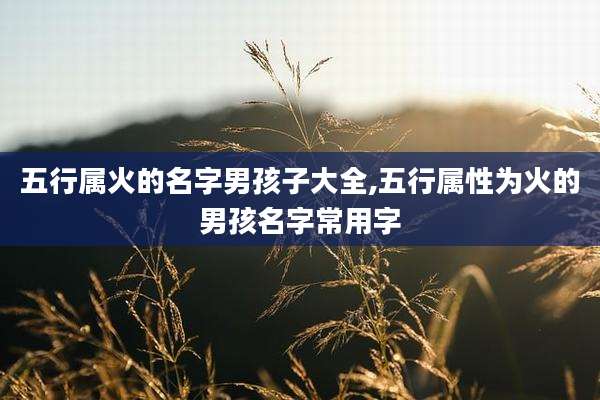 五行属火的名字男孩子大全,五行属性为火的男孩名字常用字