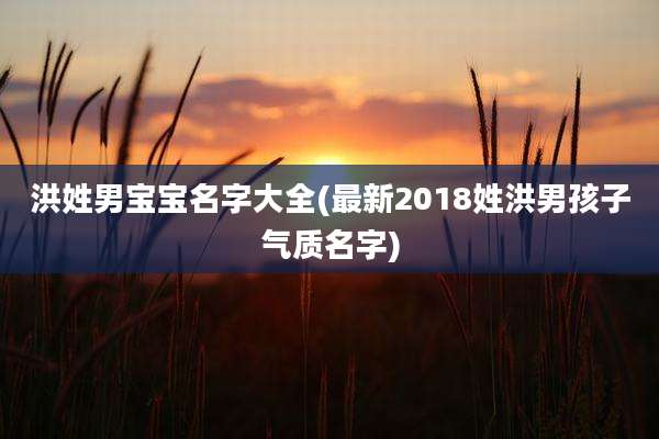 洪姓男宝宝名字大全(最新2018姓洪男孩子气质名字)