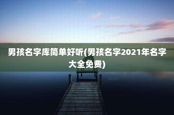男孩名字库简单好听(男孩名字2021年名字大全免费)