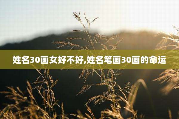 姓名30画女好不好,姓名笔画30画的命运