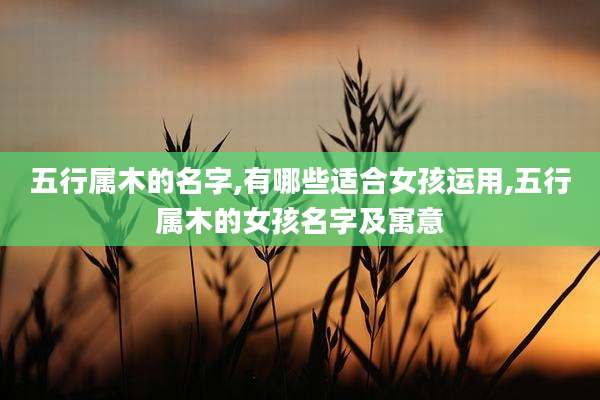 五行属木的名字,有哪些适合女孩运用,五行属木的女孩名字及寓意