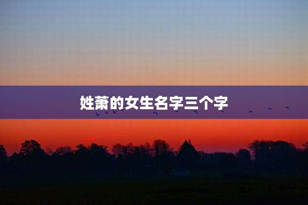 姓萧的女生名字三个字