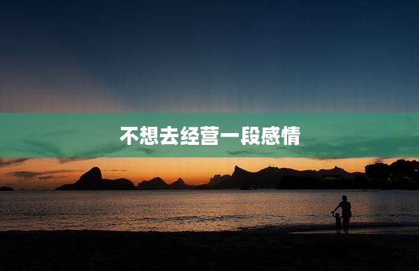 不想去经营一段感情