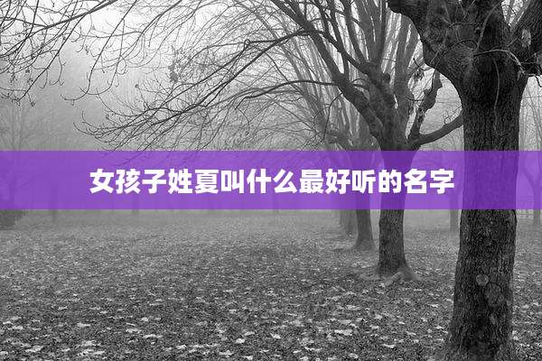 女孩子姓夏叫什么最好听的名字
