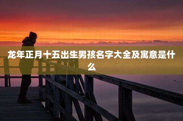 龙年正月十五出生男孩名字大全及寓意是什么