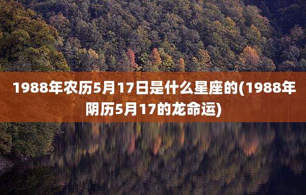 1988年农历5月17日是什么星座的(1988年阴历5月17的龙命运)